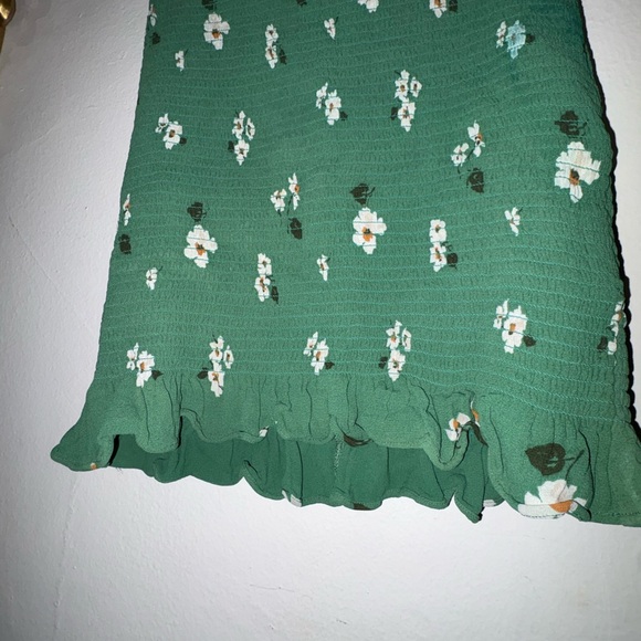 Reformation Girls Green Floral Ruffle-Trim Dress - Picture 6 of 7